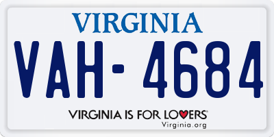 VA license plate VAH4684
