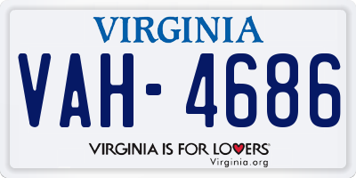VA license plate VAH4686