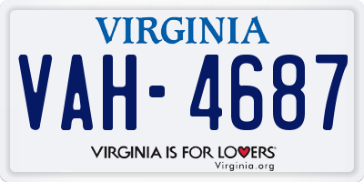 VA license plate VAH4687