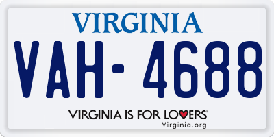 VA license plate VAH4688