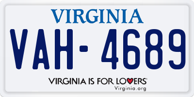 VA license plate VAH4689