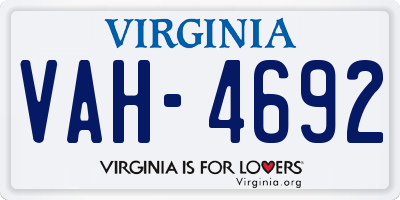 VA license plate VAH4692