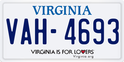 VA license plate VAH4693
