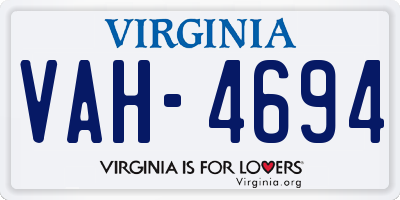 VA license plate VAH4694