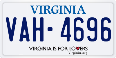 VA license plate VAH4696