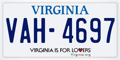VA license plate VAH4697