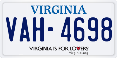 VA license plate VAH4698