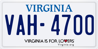VA license plate VAH4700