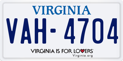VA license plate VAH4704
