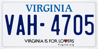 VA license plate VAH4705