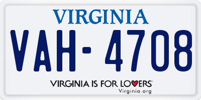 VA license plate VAH4708