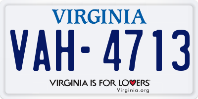 VA license plate VAH4713