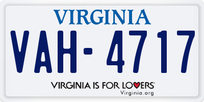 VA license plate VAH4717