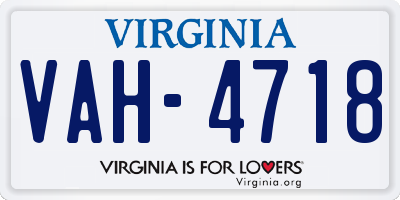 VA license plate VAH4718