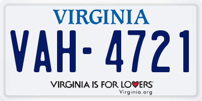VA license plate VAH4721