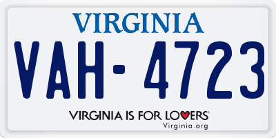 VA license plate VAH4723