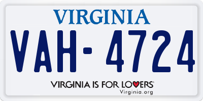 VA license plate VAH4724