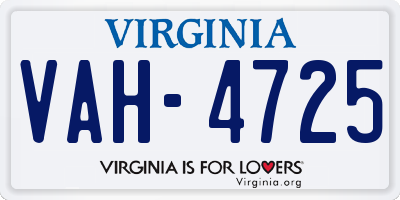 VA license plate VAH4725