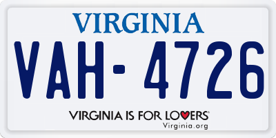VA license plate VAH4726