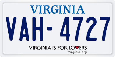 VA license plate VAH4727