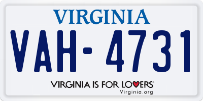 VA license plate VAH4731