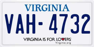 VA license plate VAH4732
