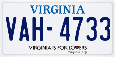 VA license plate VAH4733