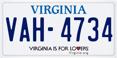 VA license plate VAH4734