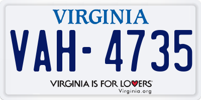VA license plate VAH4735