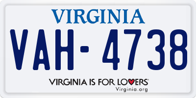 VA license plate VAH4738