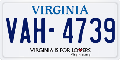 VA license plate VAH4739
