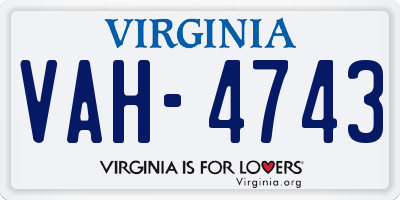 VA license plate VAH4743