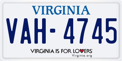 VA license plate VAH4745