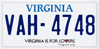 VA license plate VAH4748