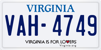 VA license plate VAH4749