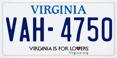 VA license plate VAH4750