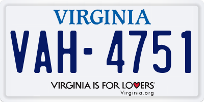VA license plate VAH4751