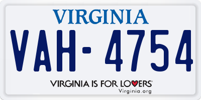 VA license plate VAH4754