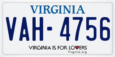 VA license plate VAH4756