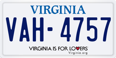 VA license plate VAH4757