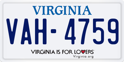 VA license plate VAH4759