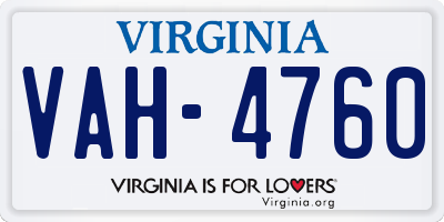 VA license plate VAH4760