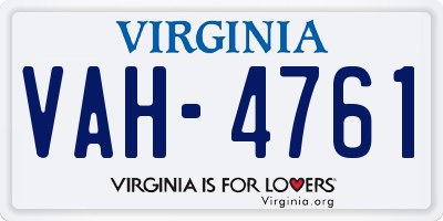 VA license plate VAH4761
