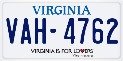 VA license plate VAH4762