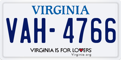 VA license plate VAH4766