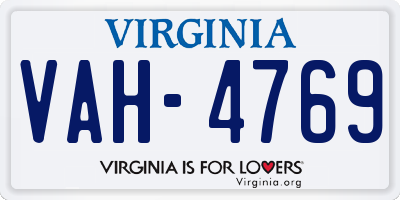 VA license plate VAH4769