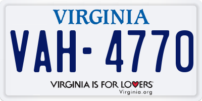 VA license plate VAH4770