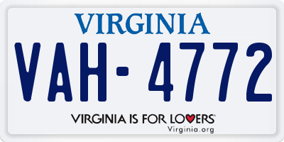 VA license plate VAH4772