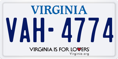 VA license plate VAH4774