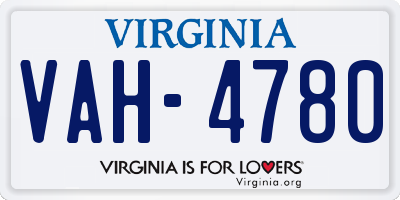 VA license plate VAH4780